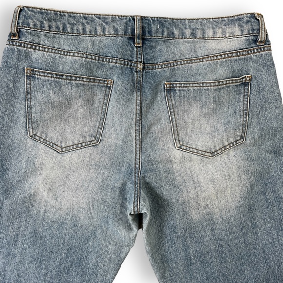 Life In Progress Relaxed Fit Block Acid Washed Distressed Cropped Ankle Jeans - Picture 8 of 13